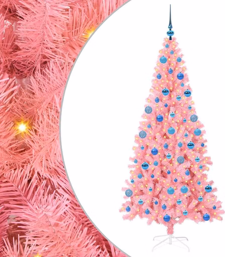 Albero di Natale con 300 LED con supporto Rosa 180 cm PVC
