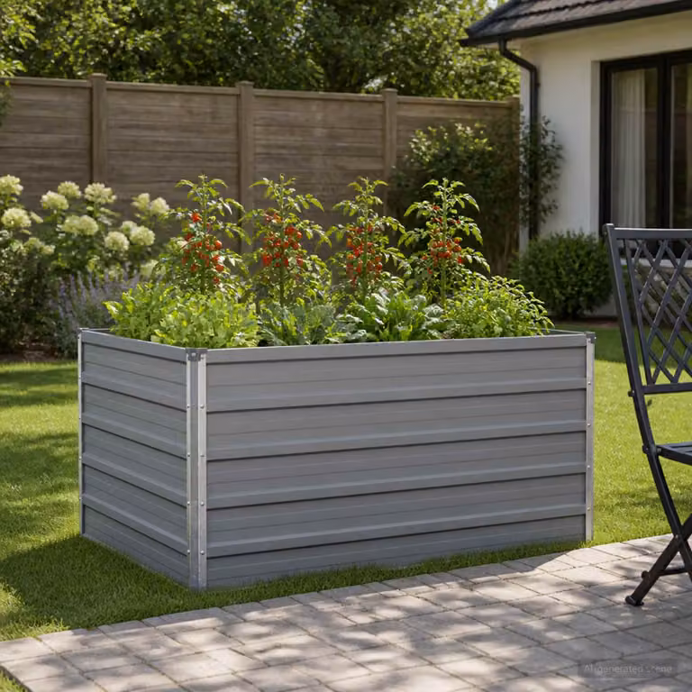 Letto rialzato da giardino vidaXL in metallo Grigio L: 100 cm, P: 80 cm, H: 55 cm