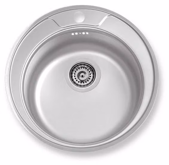 Lavello rotondo Novaservis, diametro 51, con troppopieno in acciaio inox