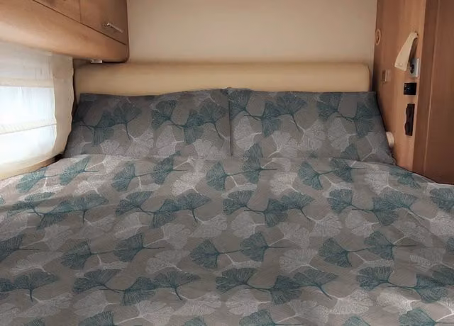 Set Copripiumino Personalizzabile per Camper e Roulotte Biancheriaweb in 100% Cotone Fantasia Ginko Verde Matrimoniale con Federe 50x70 cm