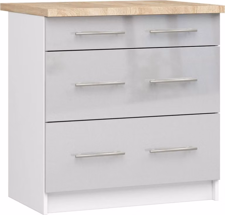 Akord Mobile Da Cucina Oliwia Con Piano Metallico Bianco Lucido 80X46X85 Cm