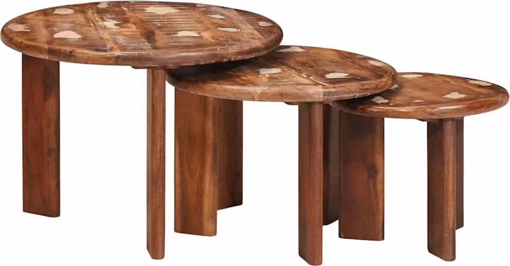 Tavoli da Caffè Nido 3 pcs Multicolore Legno massello riciclato