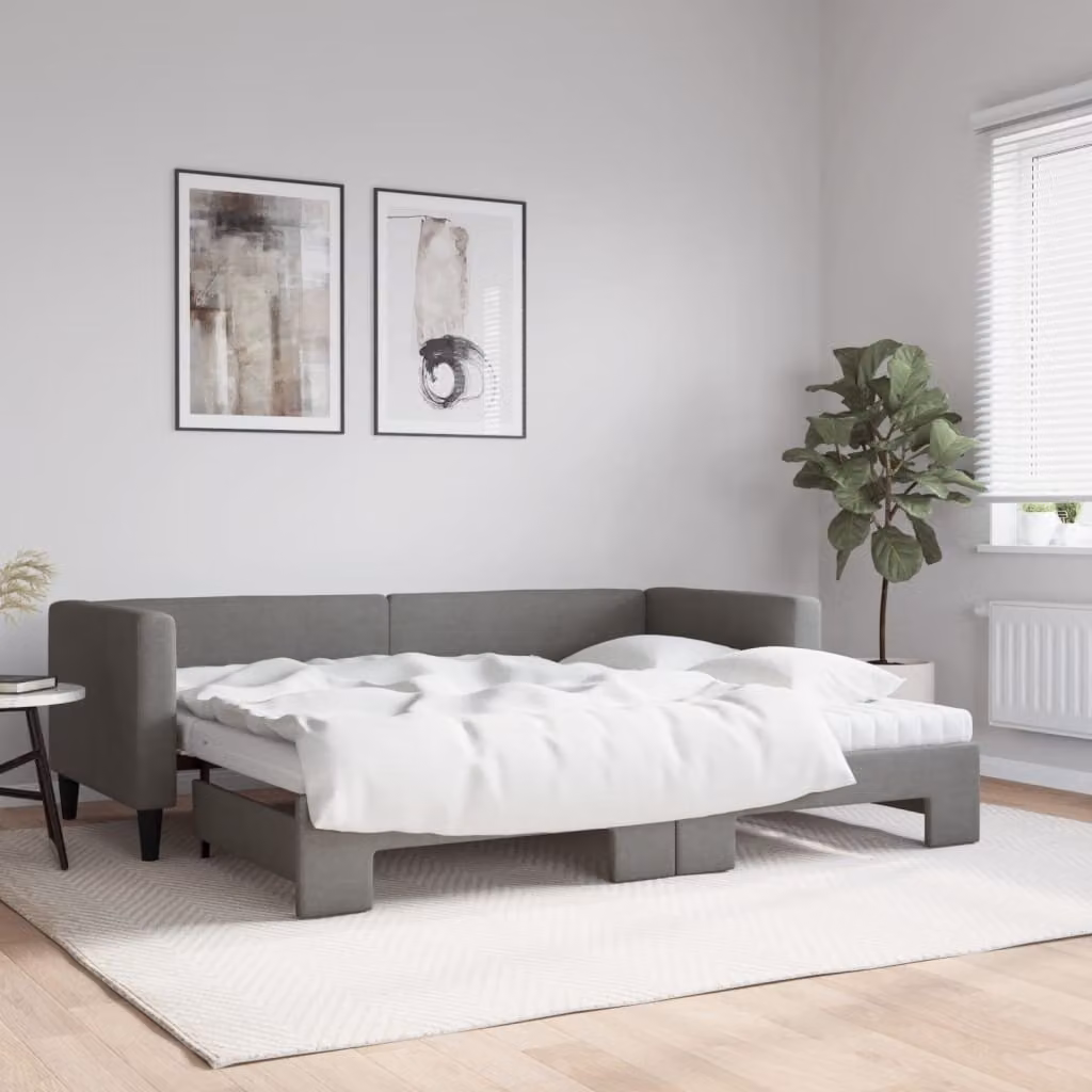 Maison Exclusive - Divano letto estraibile con materasso grigio scuro 80x200 cm in tessuto
