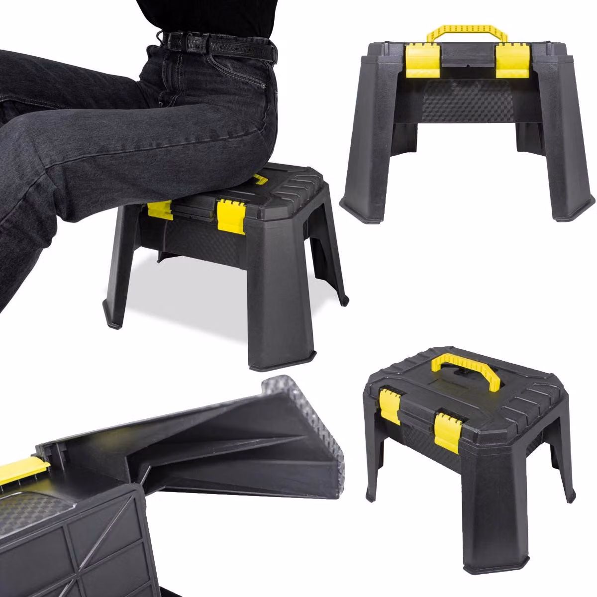 Seduta Sgabello fino a 150 kg con vano portaoggetti Cassetta degli attrezzi mobile WMC