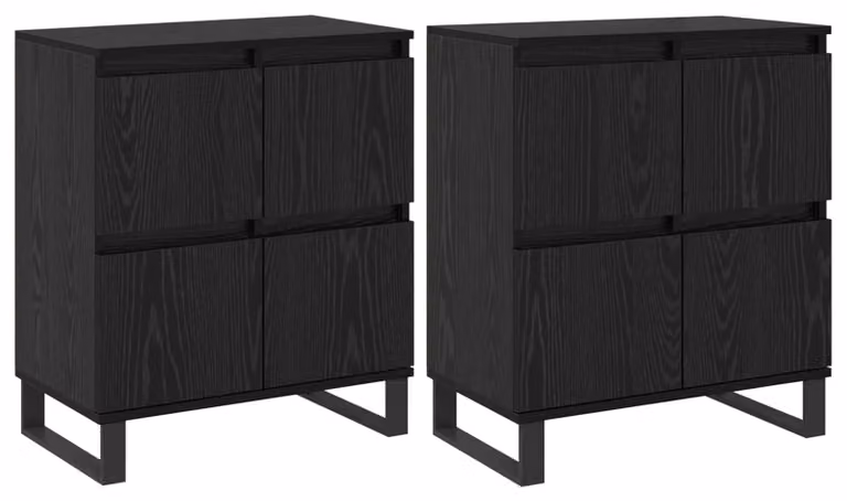 Credenza 2 pcs Rovere Nero 60 x 35 x 70 cm