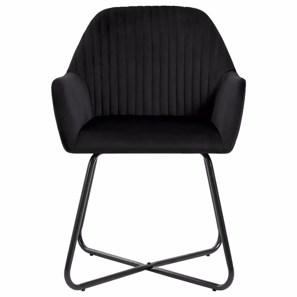 Set di 6 sedie da pranzo moderne vidaXL in velluto nero con struttura in metallo – 2
