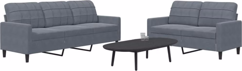 Maison Exclusive - Set divano a 2 posti con cuscini in velluto grigio scuro