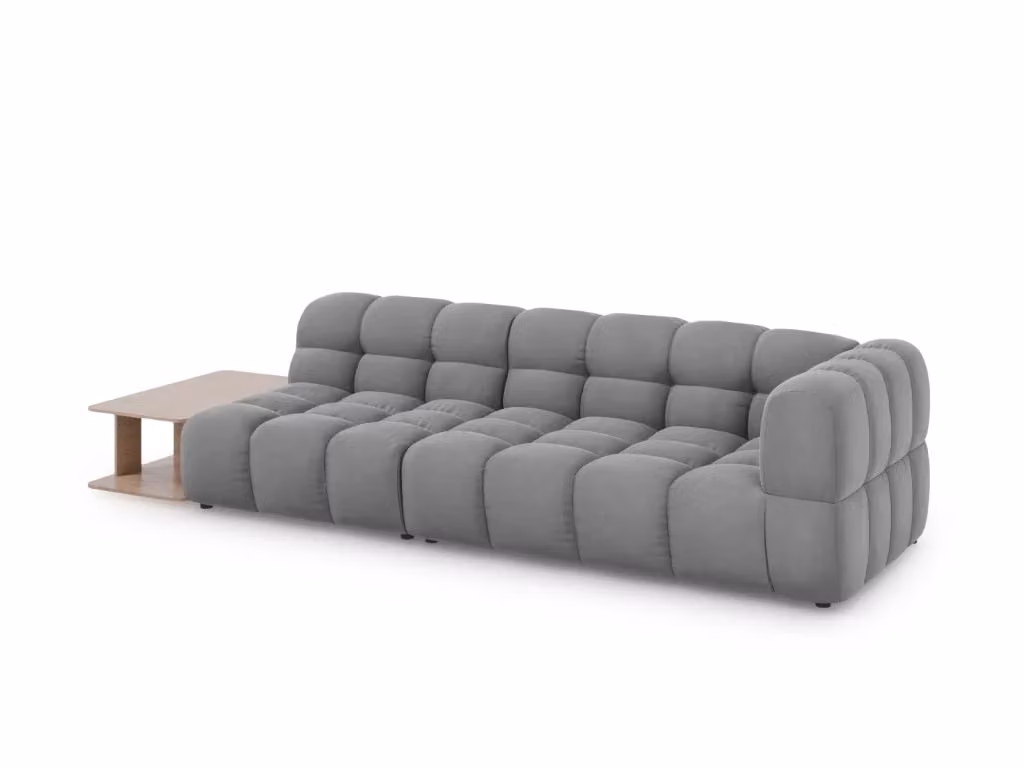 Divano modulare sinistro Sky di Cosmopolitan Design in velluto grigio chiaro, 4 posti, L: 297 cm, P: 102 cm, H: 75 cm – 2