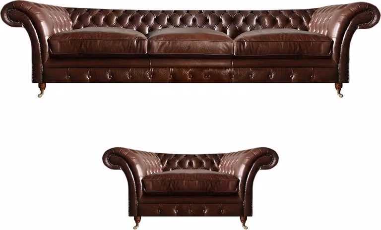 Chesterfield Sofagarnitur 2tlg Set Polster Möbel Set 3+1 Couchen Sitzgruppe