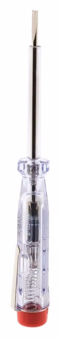 Cacciavite tester di tensione - Punta piatta 3 mm - Con segnalazione luminosa - 140 mm - Giallo