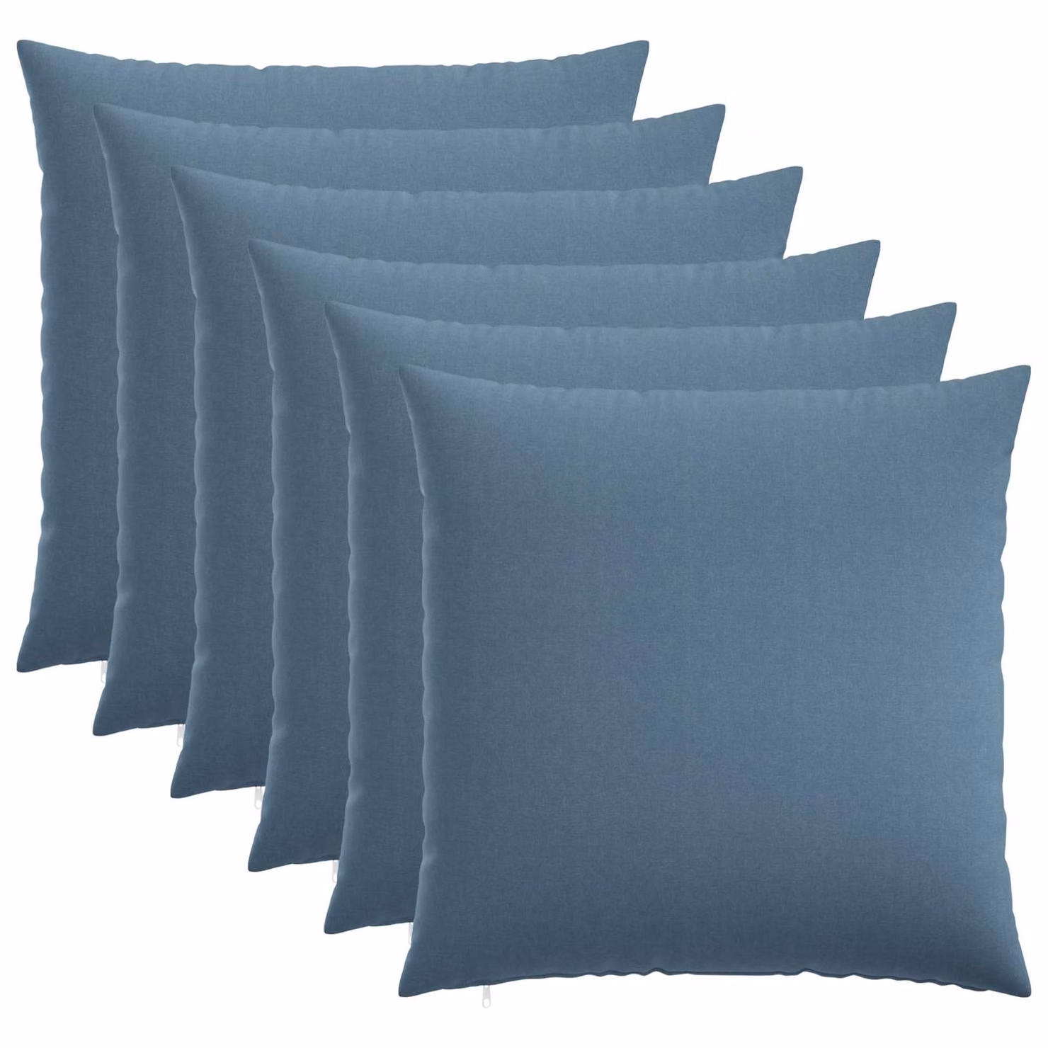 Set di 6 federe vidaXL HEERLEN blu jeans, tessuto in poliestere, L 55 x P 55 cm