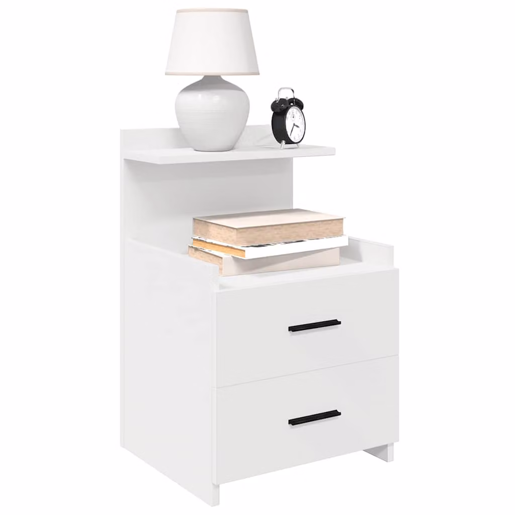 Comodino con 2 Cassetti vidaXL Bianco Moderno L: 40 cm, P: 36,5 cm, H: 62 cm