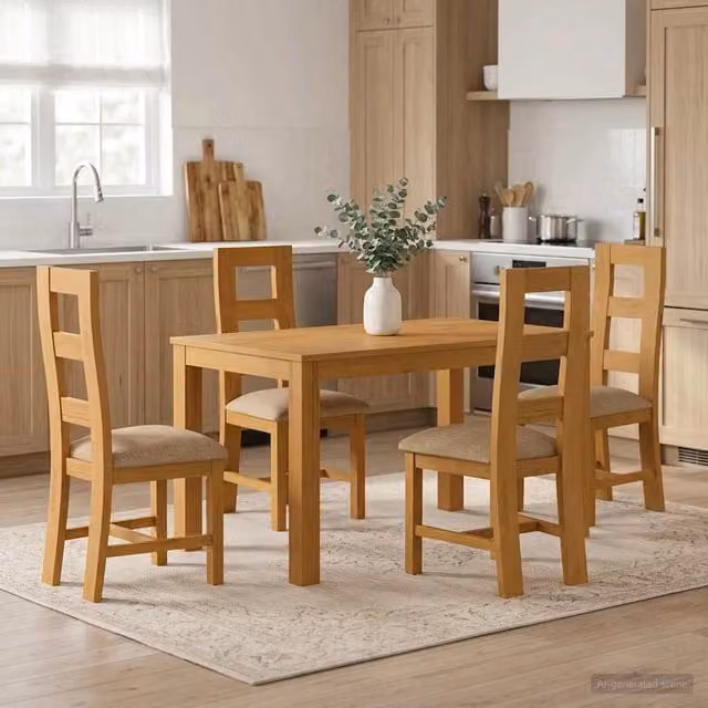 Set da pranzo moderno vidaXL in legno di quercia beige composto da tavolo rettangolare e 4 sedie