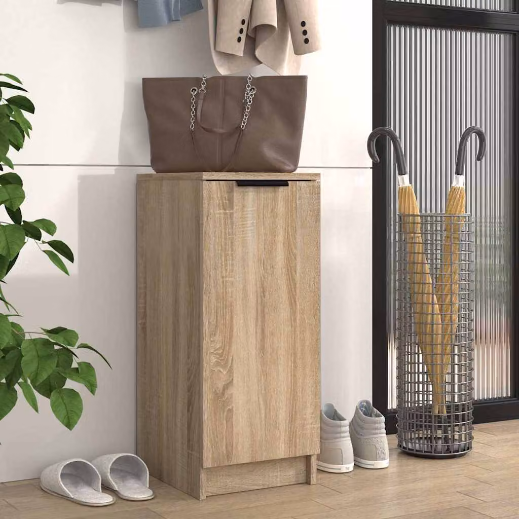 Scarpiera moderna vidaXL in legno color rovere con ante a battente, L/P/H: 30 x 35 x 70 cm