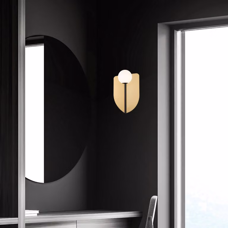 Viokef Applique da parete Fedora, dimmerabile, Ottone / Oro, Soggiorno / Sala da pranzo, Metallo, Applique