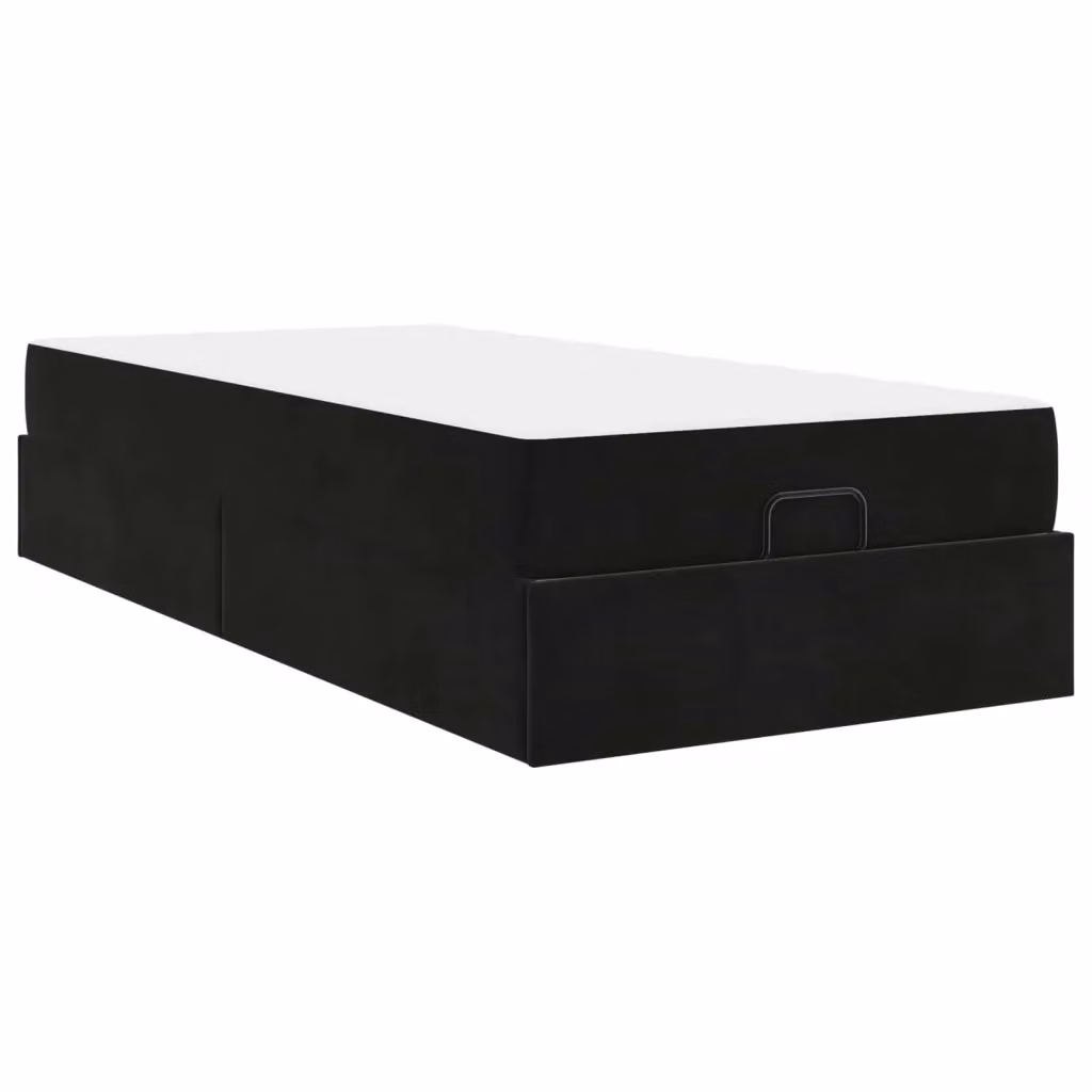 Letto moderno vidaXL con struttura in velluto nero e 2 materassi in schiuma L/P/H: 190 x 90 x 66 cm – 2