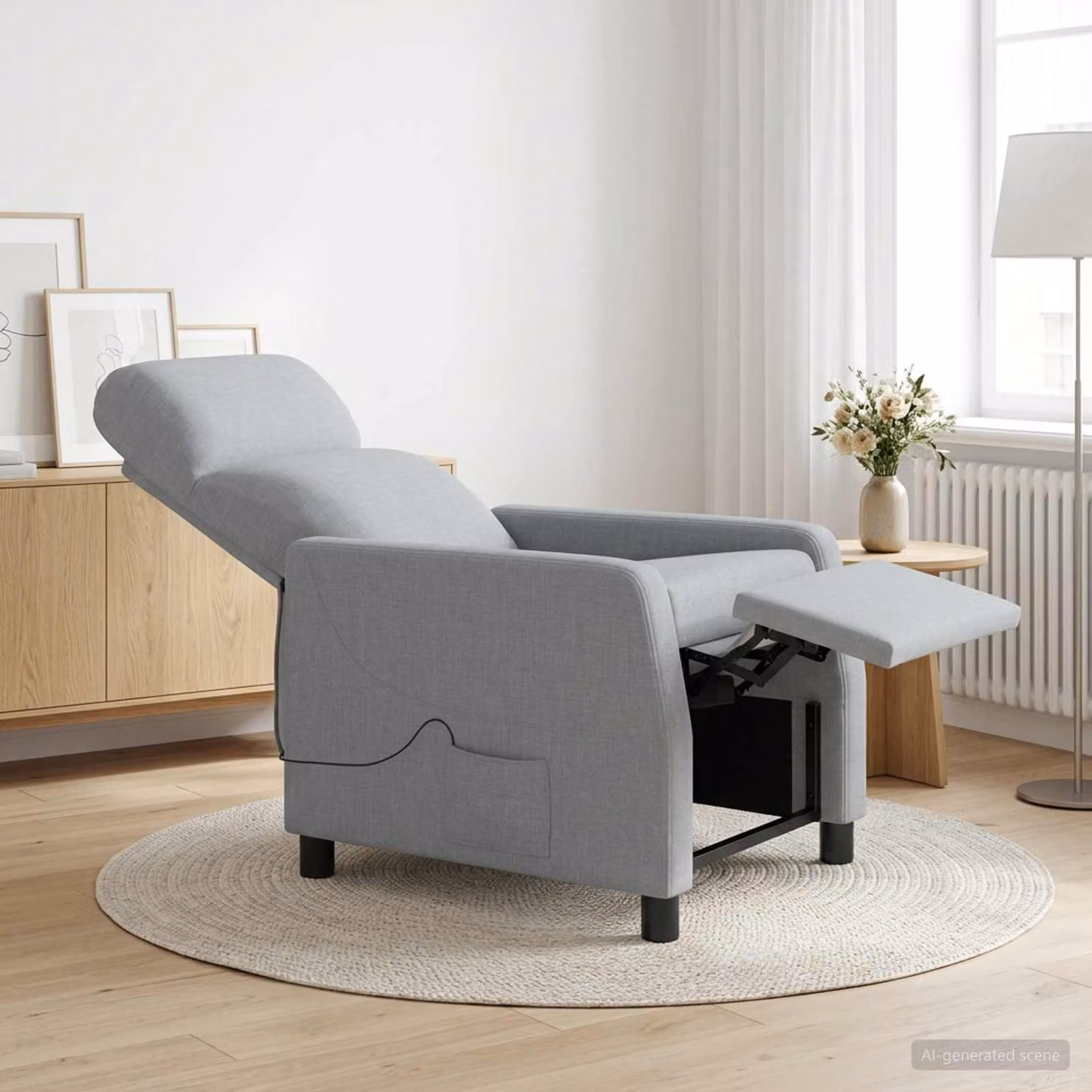 Poltrona relax reclinabile vidaXL in tessuto grigio con braccioli e struttura moderna