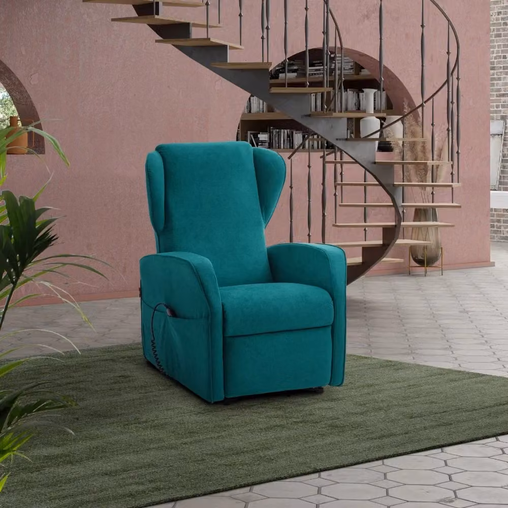 Poltrona Alzapersona Elettrica Adele GIORDANOSHOP in Microfibra Turchese L: 73 cm, P: 101 cm, H: 86 cm – 2