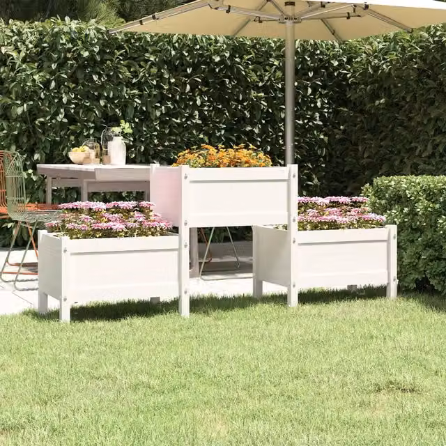 Fioriera rialzata in legno di vidaXL, colore bianco, L: 178,5 cm, P: 44 cm, H: 75 cm