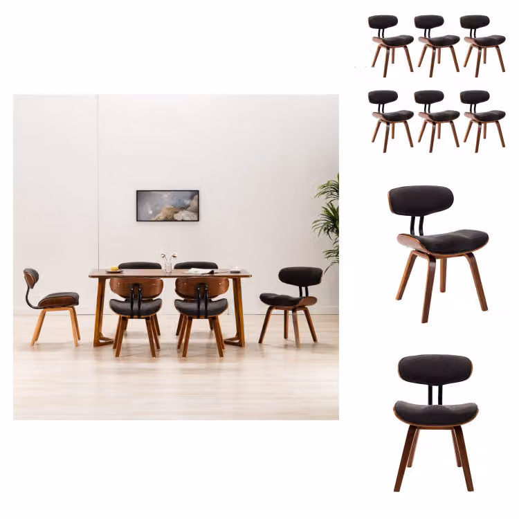 vidaXL Sedie da pranzo 6 pz. Legno curvo e tessuto grigio - Sedie da pranzo