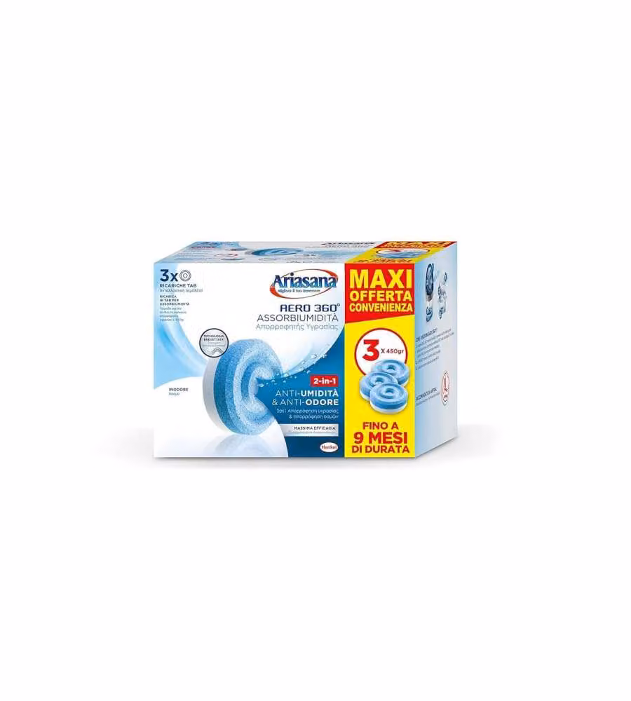 Ricariche per assorbiumidità Ariasana Aero Inodore Blue 3x450g – 2