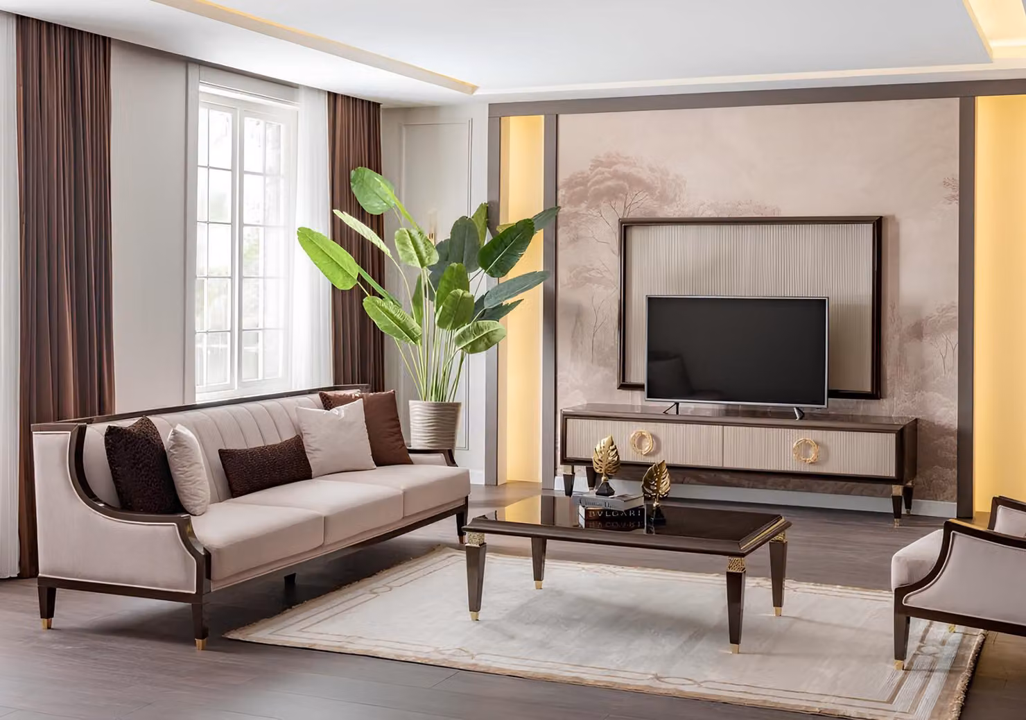 3-Sitzer, Couchtisch & TV-Board – gemütliches Wohnzimmer Set