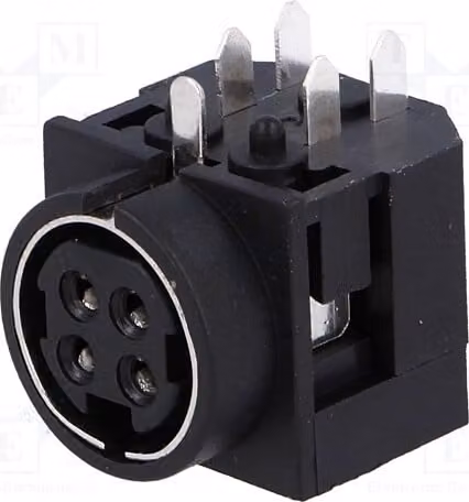 1 connettore R7B per alimentazione CC, femmina, con 4 pin, per montaggio a traversa (THT), 30 VDC, modello DS1093-05-BN40X, per alimentazione CC