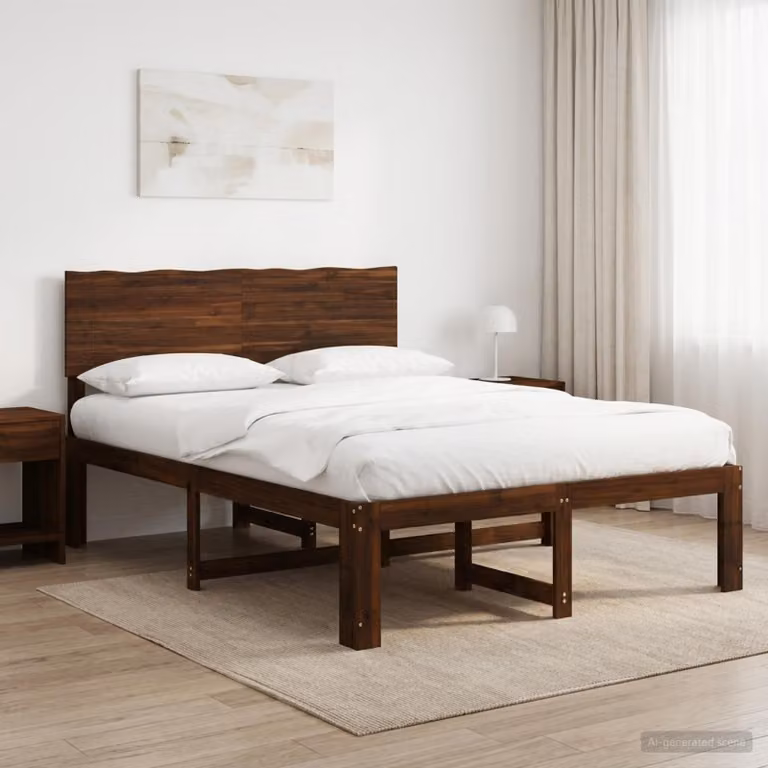 Letto matrimoniale con testiera vidaXL ROSTOCK in legno di acacia Marrone Scuro L/P/H: 190 x 140 x 101 cm
