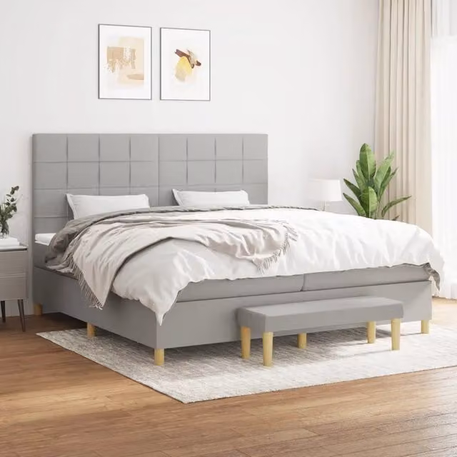 Letto Ibrido con Giroletto a Molle e Materasso vidaXL Grigio e Bianco L/P/H: 200 x 200 x 31 cm