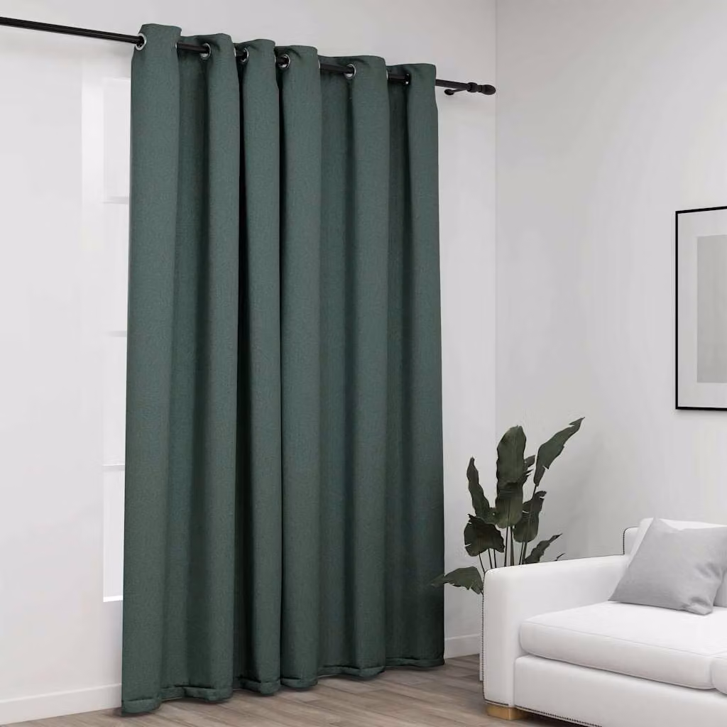 Tenda Oscurante con Effetto Lino vidaXL Verde L: 290 cm, H: 245 cm