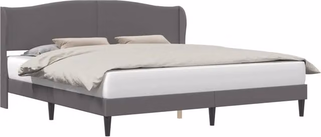 Letto matrimoniale moderno con testiera in similpelle grigia e nera, L/P/H: 180 x 200 x 101 cm
