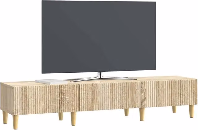 Mobile TV moderno Design In in legno ingegnerizzato color beige e rovere, L: 147 cm, P: 34,5 cm, H: 30 cm – 1