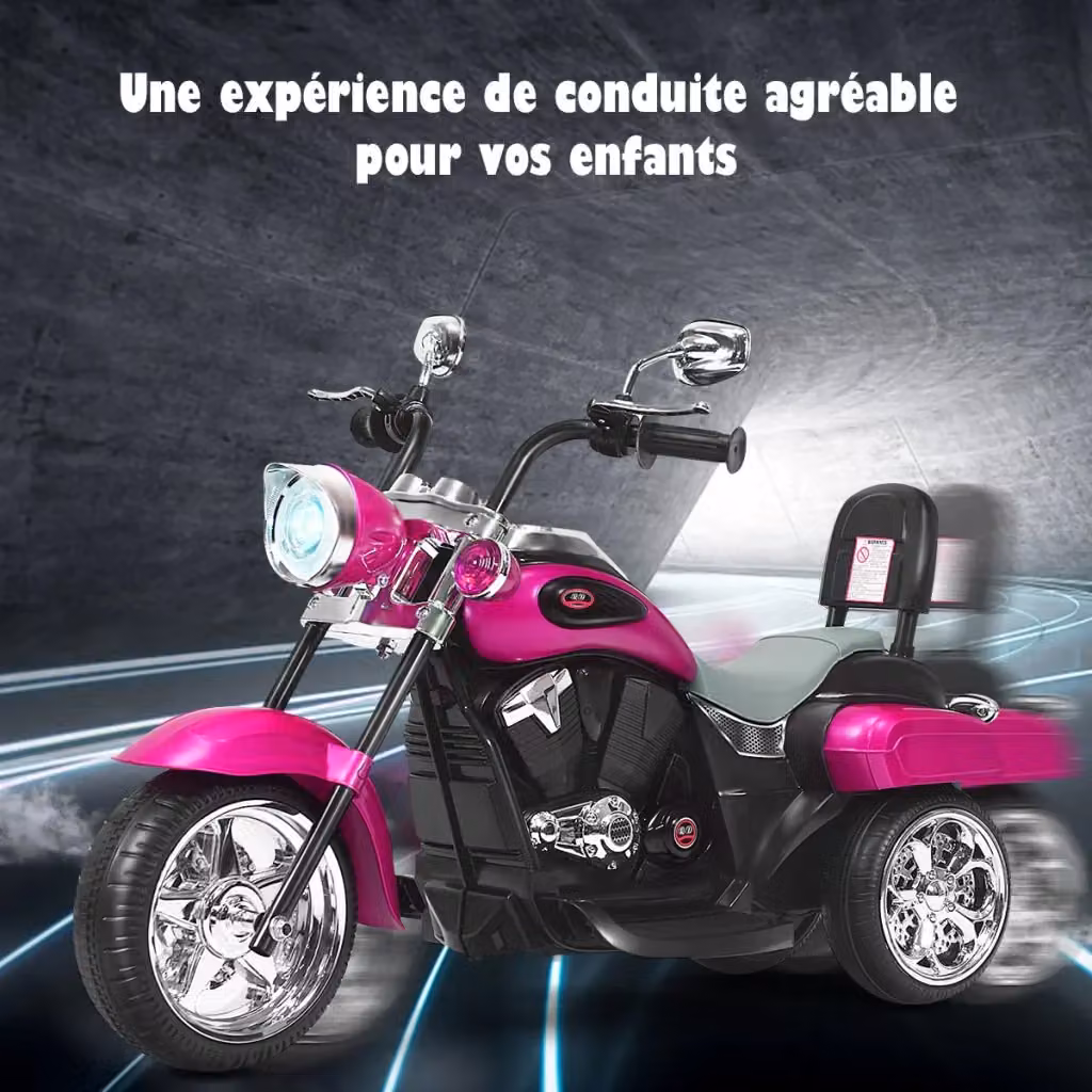 Moto elettrica a tre ruote per bambini design chopper rosa con marcia avanti e indietro L/P/H: 91 x 48 x 64 cm – 2