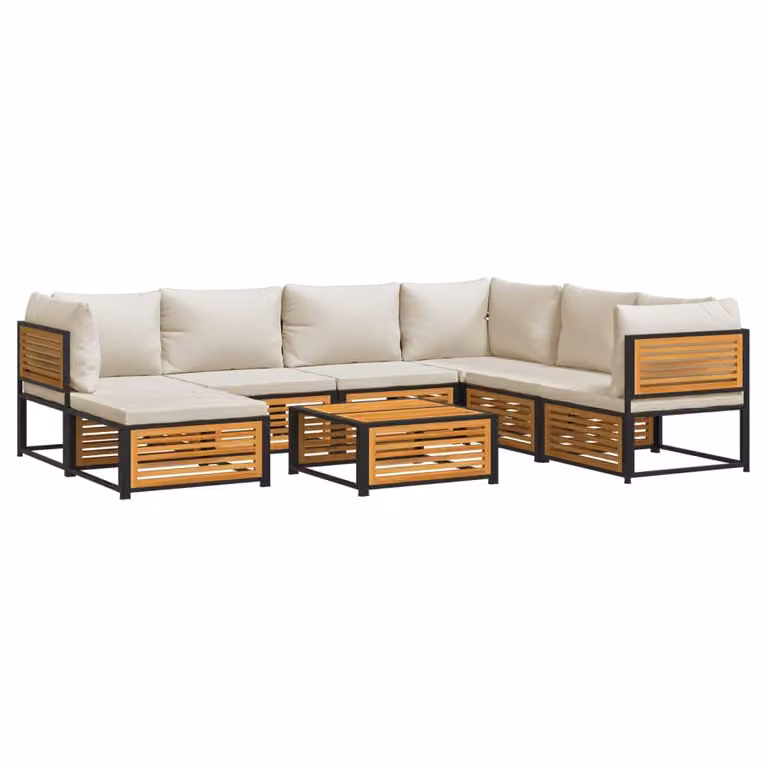 Set Divano da Giardino 8pz con Cuscini Legno Massello di Acacia