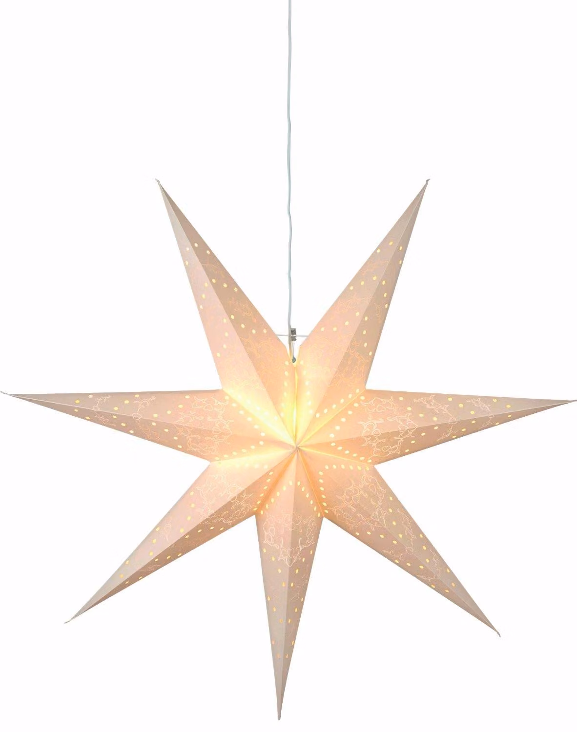 Stella di Natale Sensy, 3D, bianca, da appendere con cavo, E14, Ø70 cm