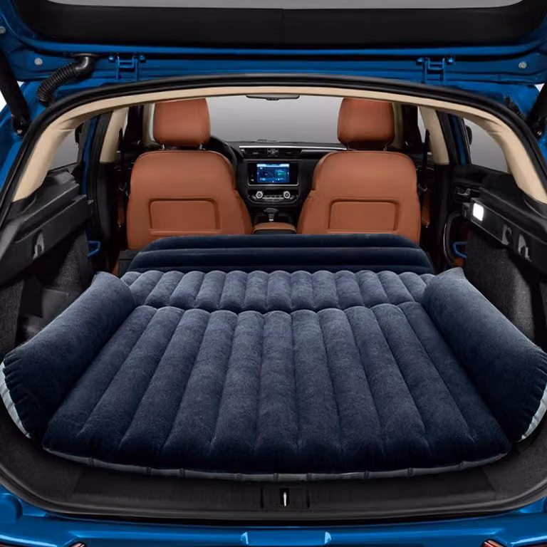 Materasso gonfiabile per auto, materasso ad aria per auto con pompa ad aria, materasso ad aria più spesso per SUV, letto gonfiabile per campeggio, viaggi e attività all'aperto, colore blu marino