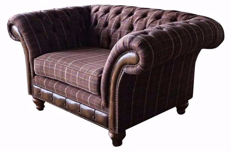 Chesterfield 1 Sitzer Couch Polster Sitz Textil Stoff Couchen Luxus Sofa