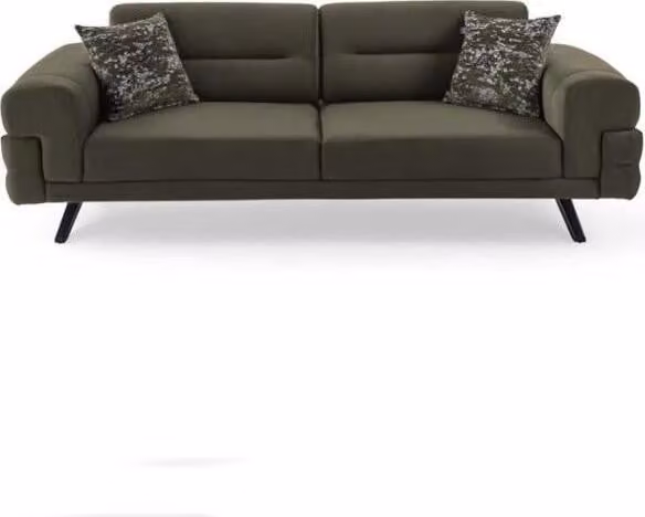 Dunkelgrüner Dreisitzer Wohnzimmer Textil Couchen Stilvoller 3-Sitzer