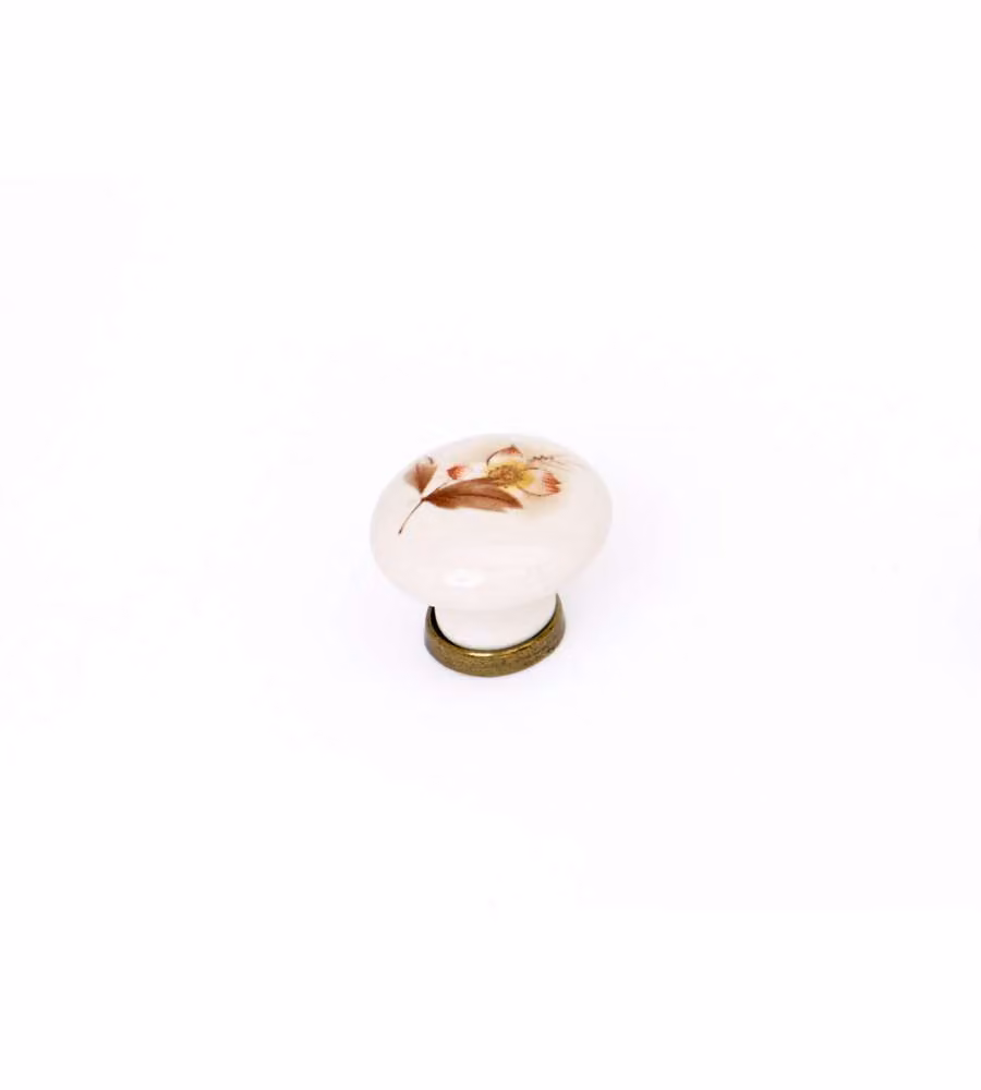 Pomolo autunno in porcellana bronzo/bianco 30 mm