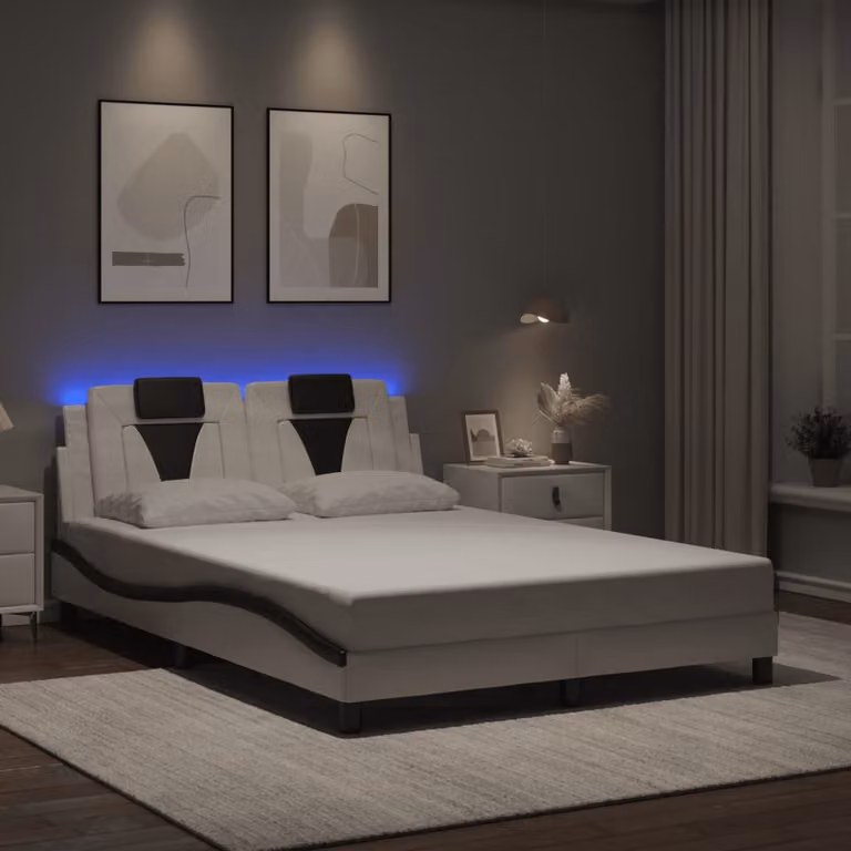 Giroletto Viana vidaXL con LED e porta USB, Bianco e Nero, L/P/H: 120 x 200 cm