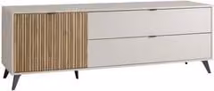 Madia ILAGO Composad colore Cashmere beige e bianco con dettagli cannetati L: 185 cm