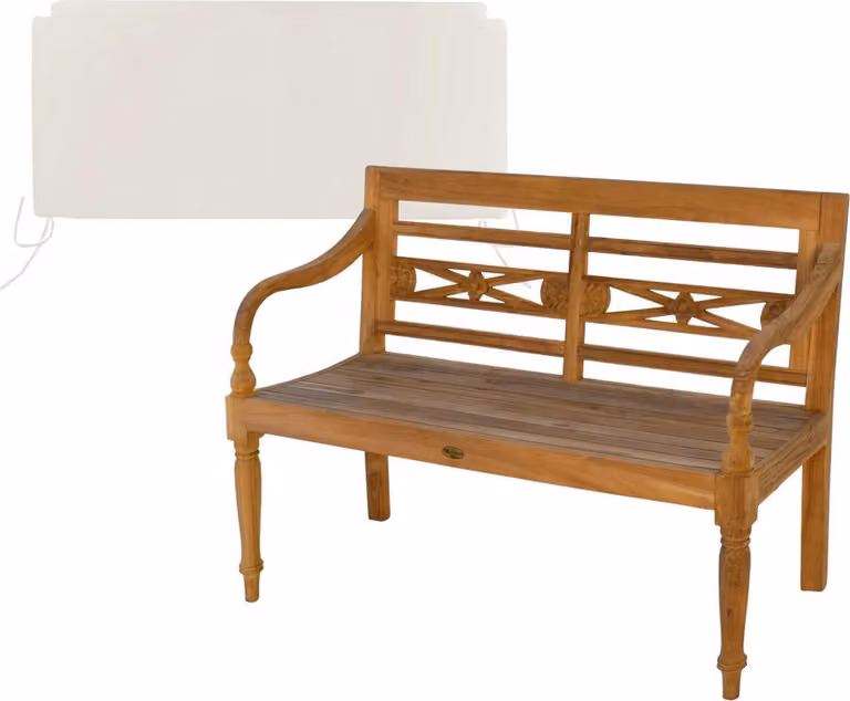 Teakholz Bank Classic 120cm Massivholz Wetterfest + Sitzkissen Creme