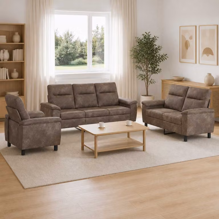Set di divani da soggiorno vidaXL in pelle sintetica, 3 pezzi, Grigio e Nero, stile moderno con struttura in metallo e coperture rimovibili