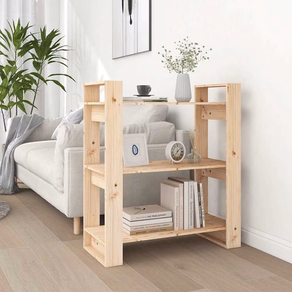 Libreria/Divisorio vidaXL in Legno di Pino Naturale Marrone L: 80 cm, P: 35 cm, H: 91 cm