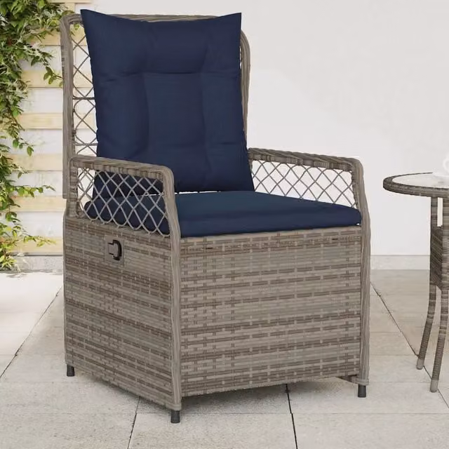 Sedie da giardino reclinabili 2 pz in Polyrattan Grigio 368668