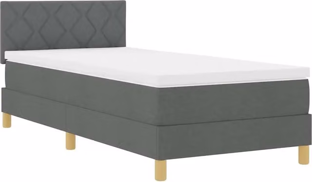 Letto singolo | Letto per adulti | Letto a Sorgente LED Grigio scuro 90 x 200 cm Tessuto
