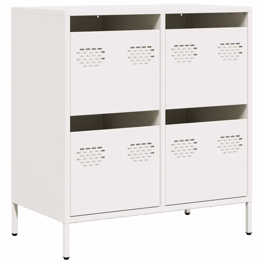 Credenza Bianca 68x39x73,5 cm in Acciaio Laminato a Freddo