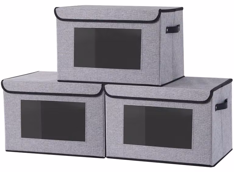 Omgoods - Set di 3 scatole pieghevoli con coperchio