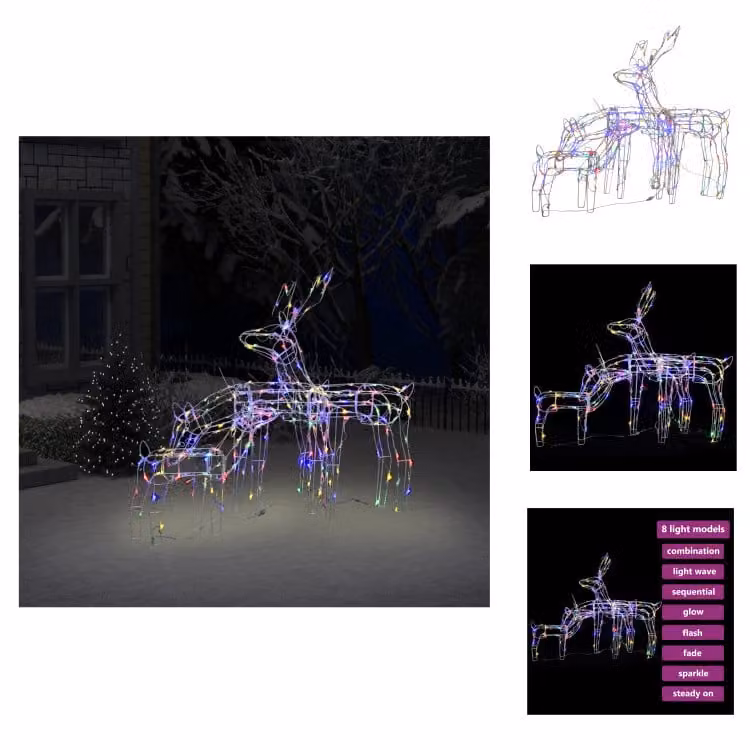 vidaXL Set di 3 renne LED Decorazione natalizia 229 LED - Illuminazione natalizia