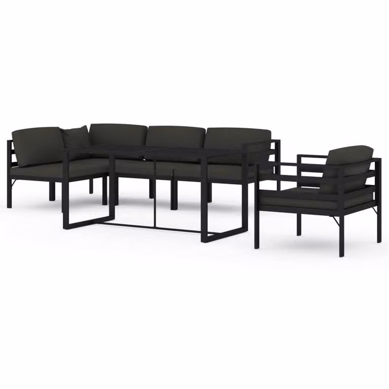 Set Divani da Giardino 6 pz con Cuscini in Alluminio Antracite